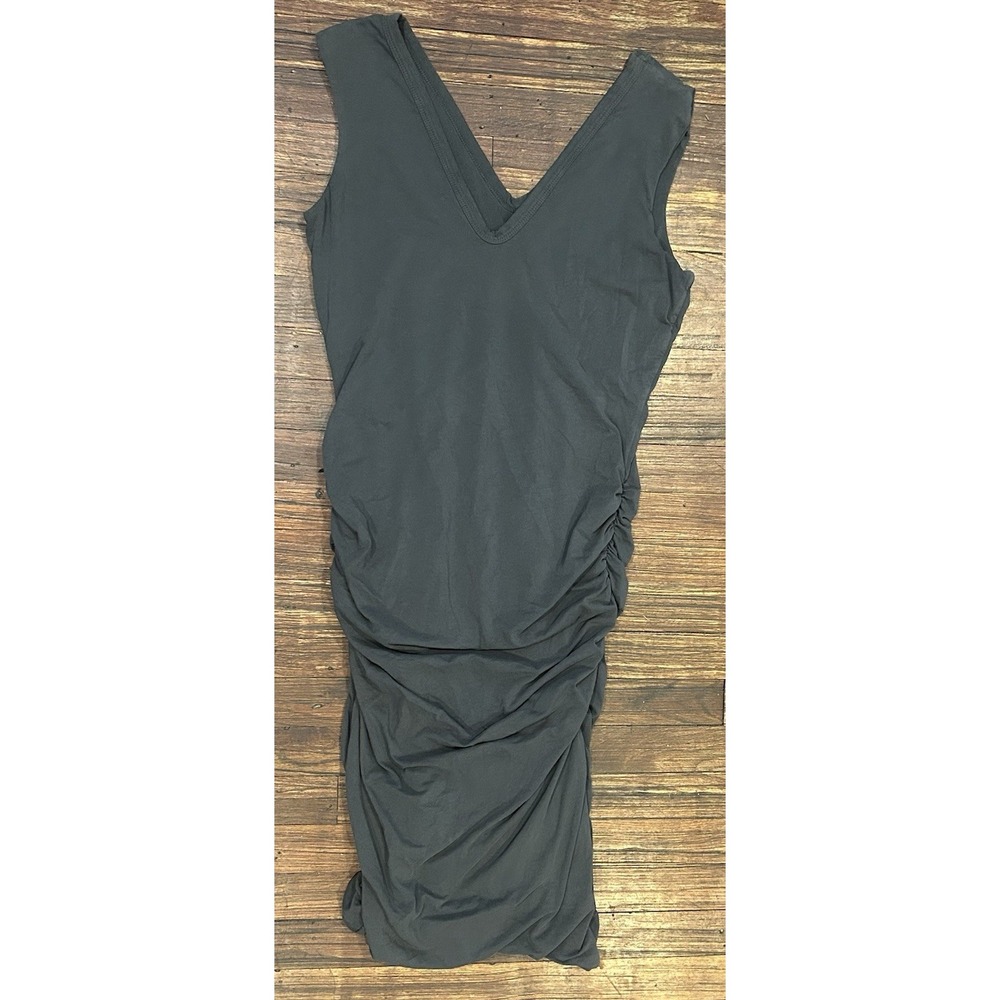 James Perse Standard Women's Grey Sleeveless V-neck Ruched Dress Sz 3